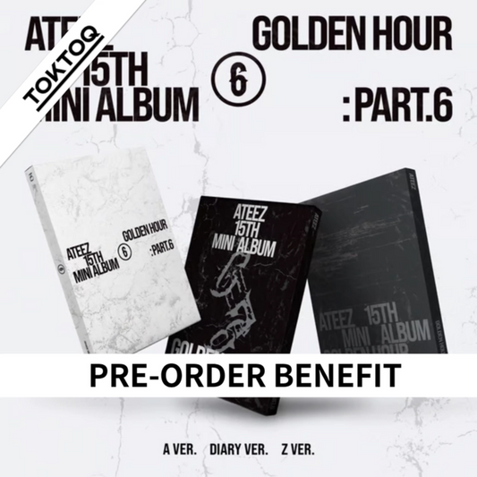 PRE-ORDER com TOKTOQ POB ATEEZ - 15th Mini Album GOLDEN HOUR (3 photobook 1 random digipack 1 random poca)