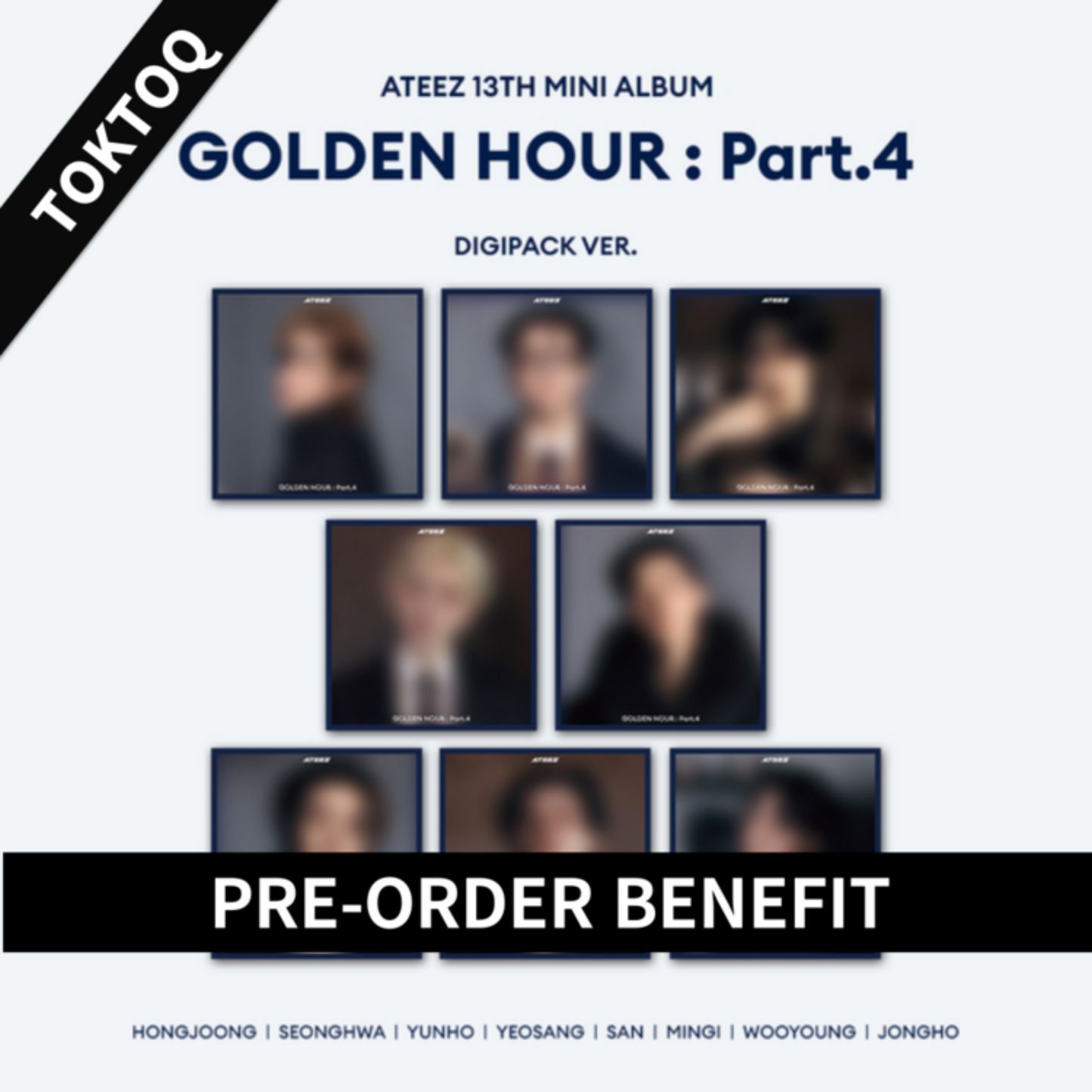 (SET POB) ATEEZ - 13th Mini Album GOLDEN HOUR : Part.4 (DIGIPACK Ver.) SET