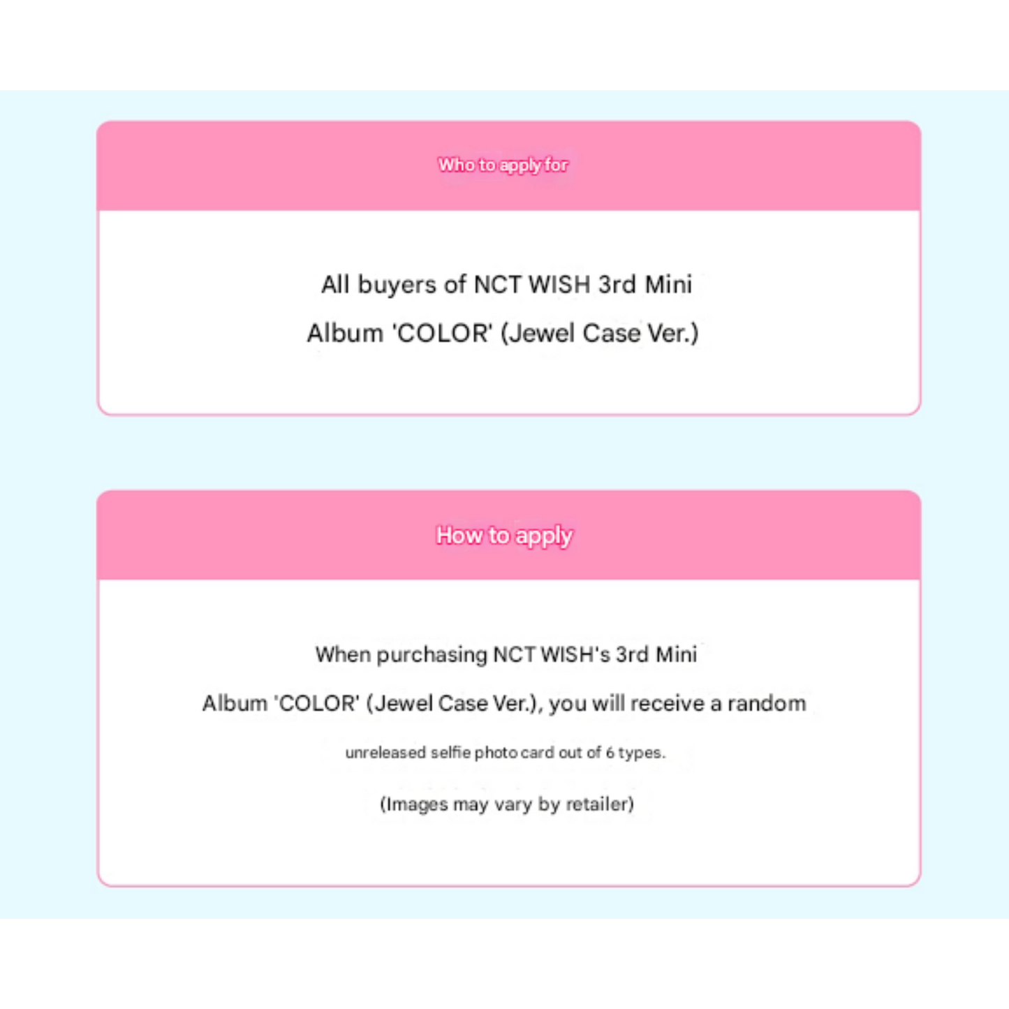 (LUCKY DRAW) NCT WISH - 3rd Mini Album COLOR (Jewel Case Ver.)